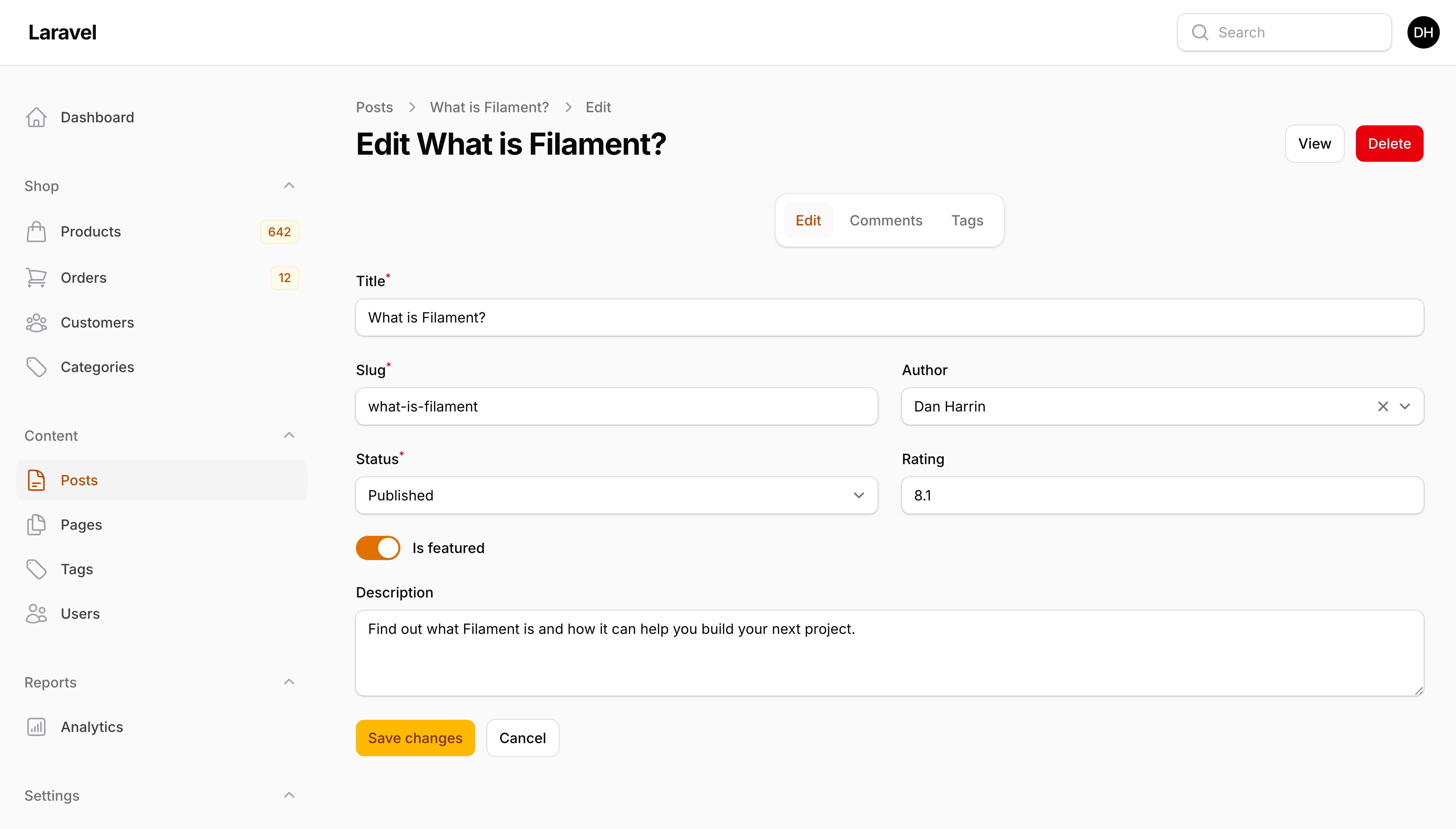 带合并关联管理器选项卡的资源编辑页面