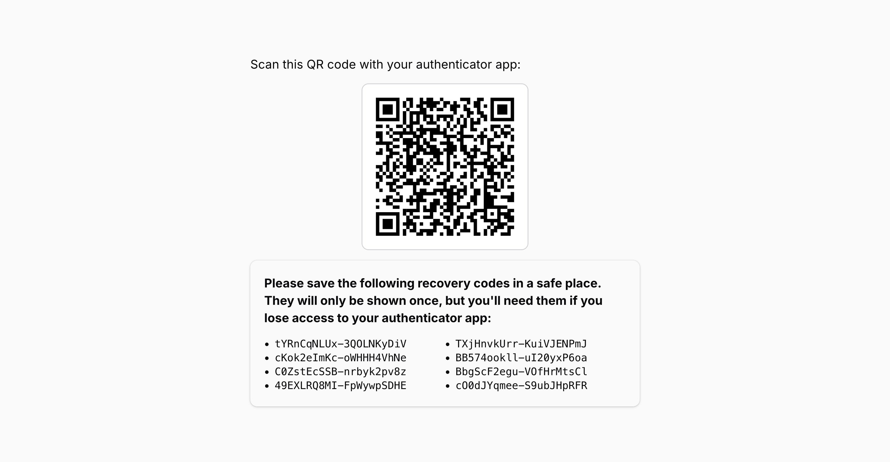 使用基础组件设置双因素认证的示例。
