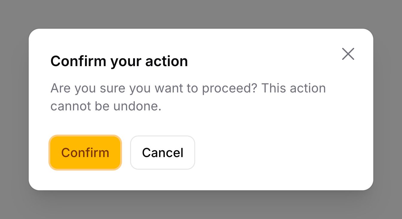 一个包含标题、描述和页脚操作的 Modal
